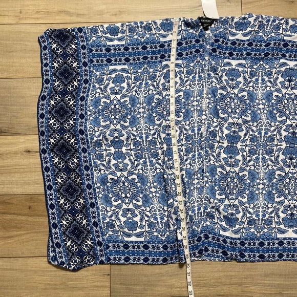 Karen Kane Womens Open Front Floral Kimono One Size Blue White Made In USA - Picture 3 of 10